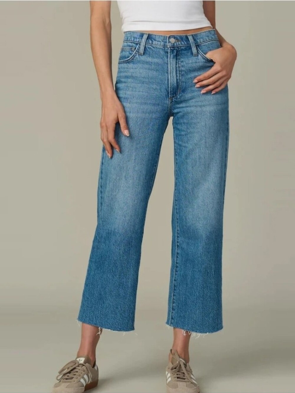 NWT JOE'S JEANS Blake High Rise Wide Leg Crop Jean In Graceful Sz 32 Raw Hem